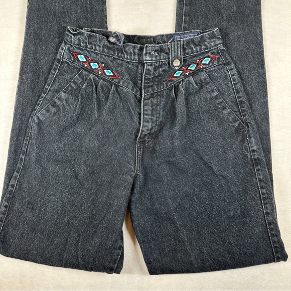 Panhandle Slim Black High‎ Rise Jean Embroidery 90s western cowgirl punchy mom - Picture 2 of 15